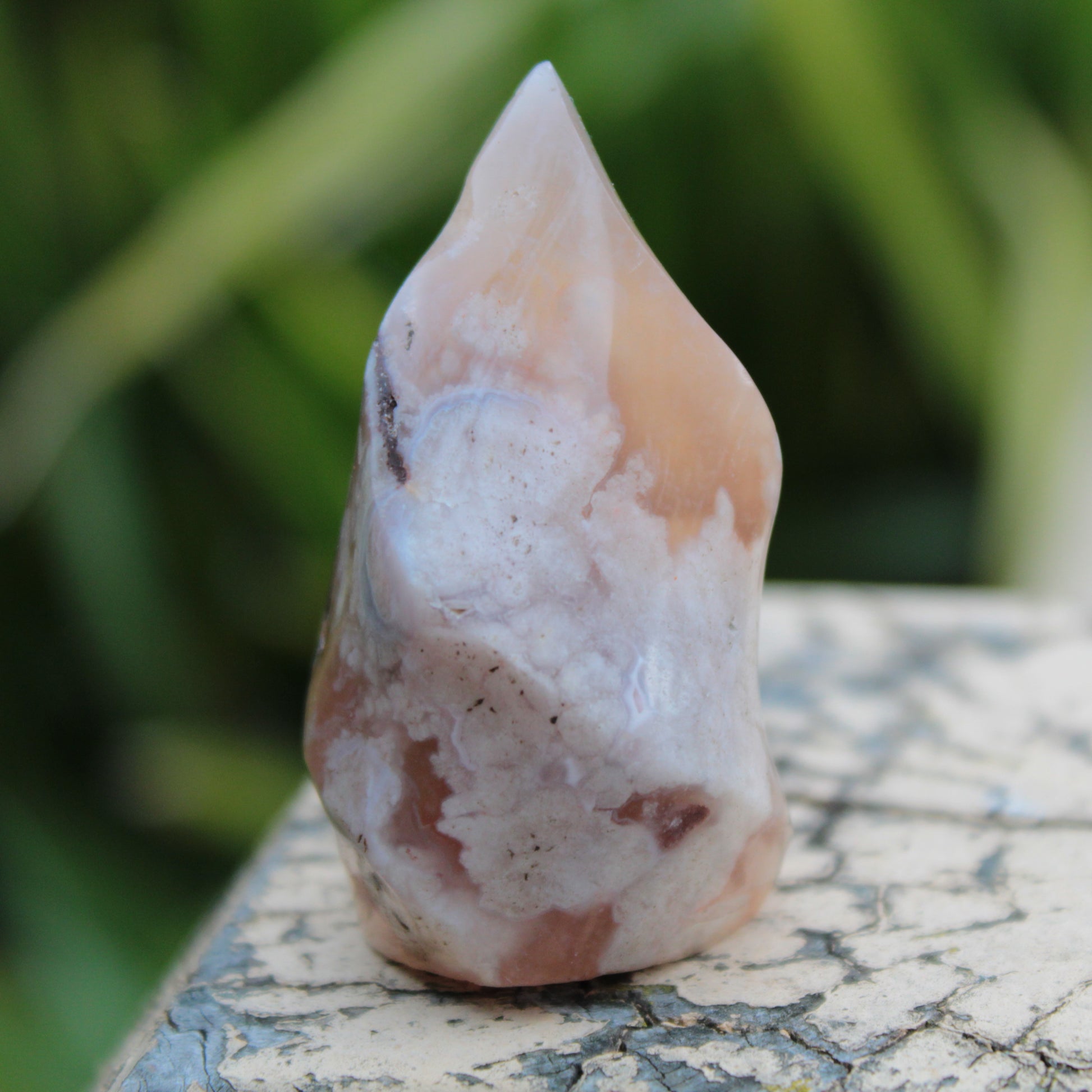 Snowflake Cherry Blossom Agate flame from Madagascar 63g Rocks and Things