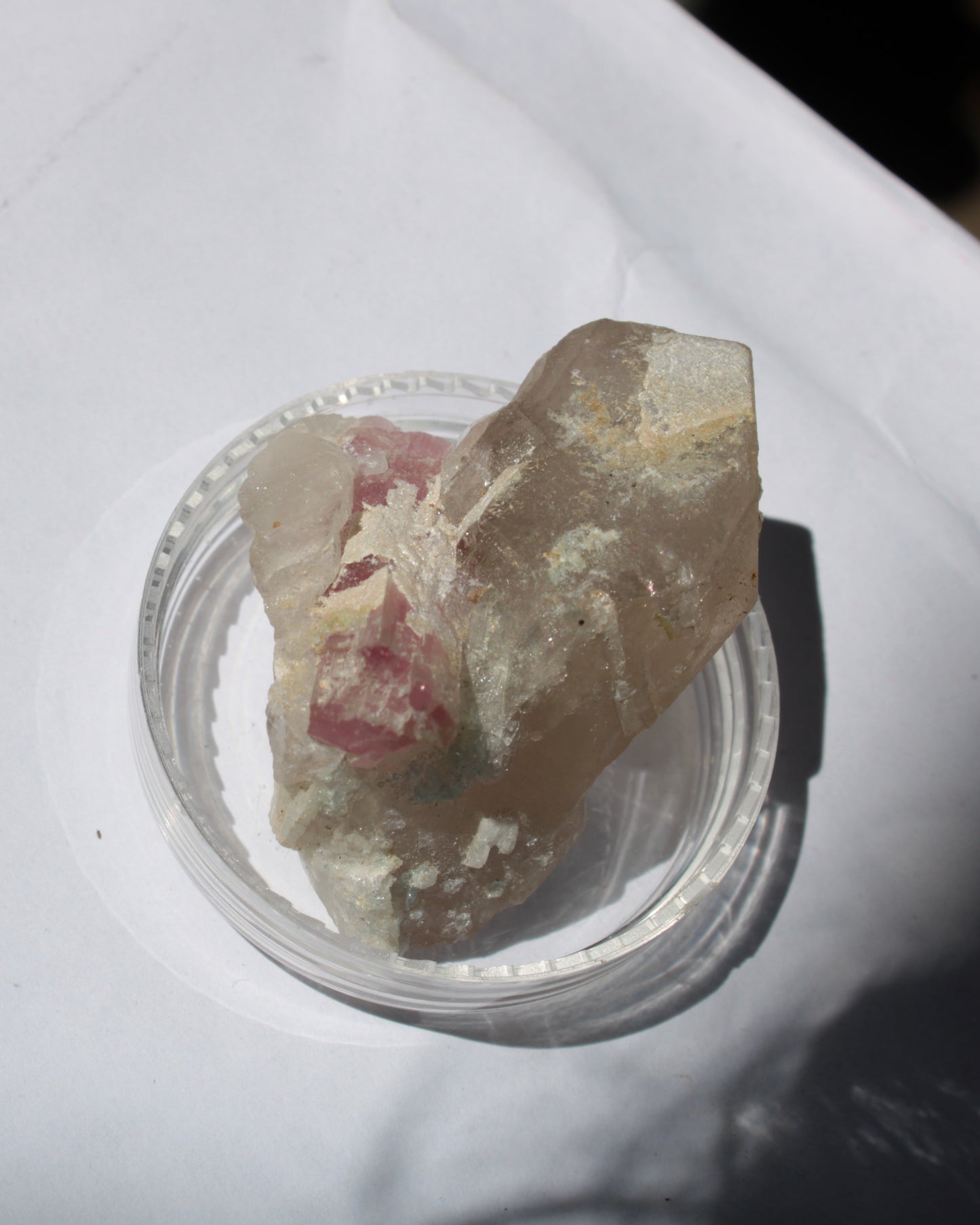 Pink Tourmaline on Smoky Quartz crystal from Afghanistan 112.8ct 22.56g Rocks and Things