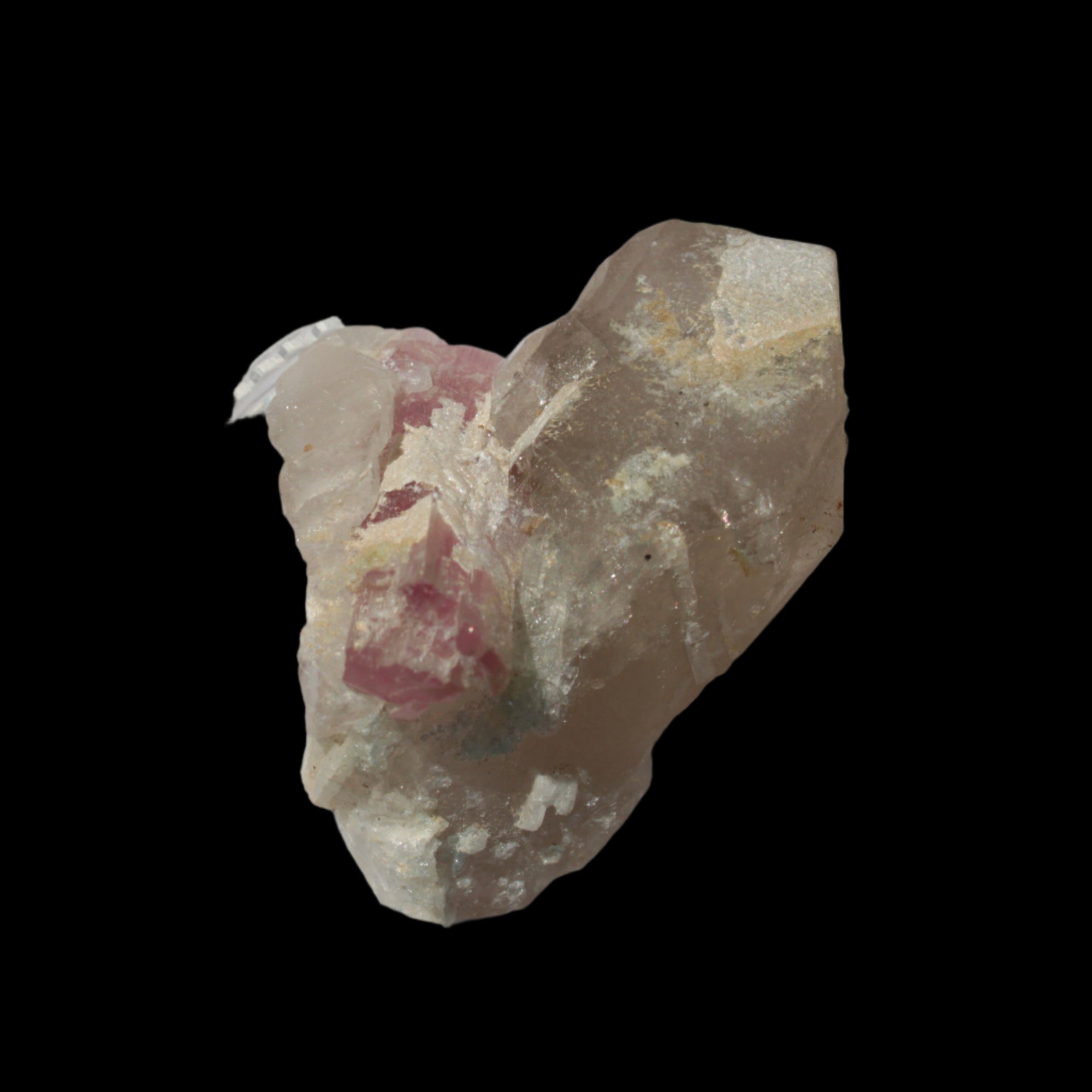 Pink Tourmaline on Smoky Quartz crystal from Afghanistan 112.8ct 22.56g  in sunshine - Rocks and Things Store