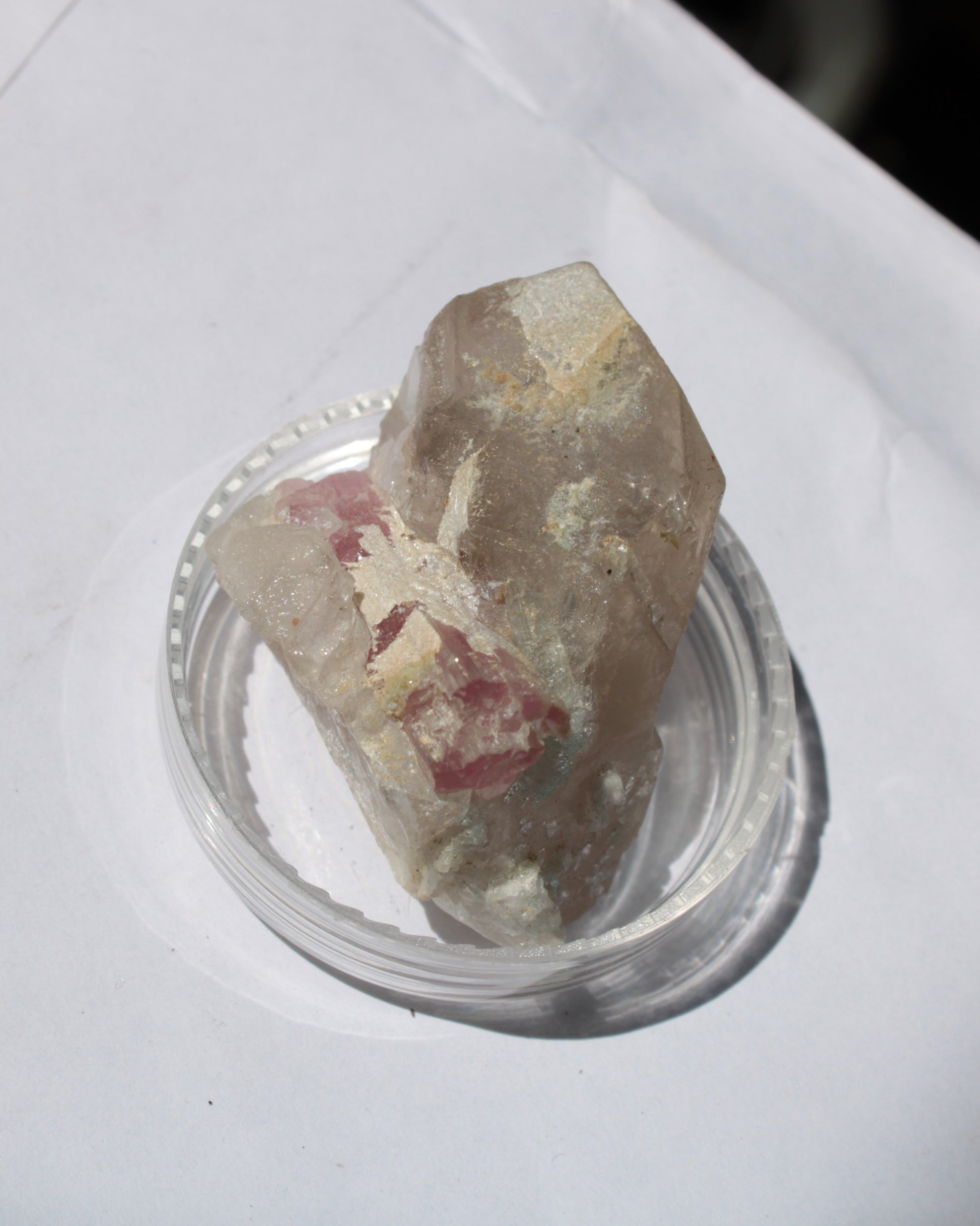 Pink Tourmaline on Smoky Quartz crystal from Afghanistan 112.8ct 22.56g Rocks and Things