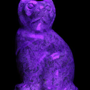 Fossil rock hand-carved Cat 76*48*124mm 407g in UV light - Rocks and Things Store