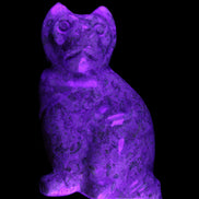 Fossil rock hand-carved Cat 76*48*124mm 407g in UV light - Rocks and Things Store