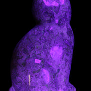 Fossil rock hand-carved Cat 76*48*124mm 407g in UV light - Rocks and Things Store