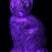 Fossil rock hand-carved Cat 76*48*124mm 407g in UV light - Rocks and Things Store