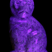 Fossil rock hand-carved Cat 76*48*124mm 407g in UV light - Rocks and Things Store