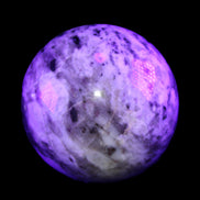 Pink Tourmaline sphere 60mm 357g in flash and UV light - Rocks and Things Store