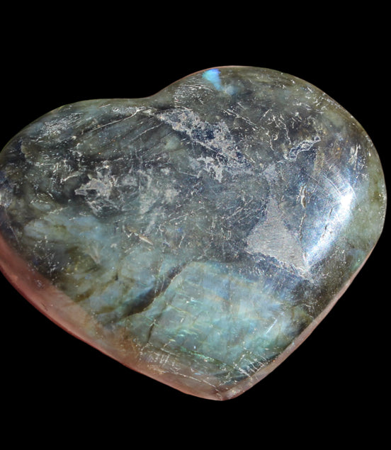 Labradorite heart 142g in sunlight - Rocks and Things Store