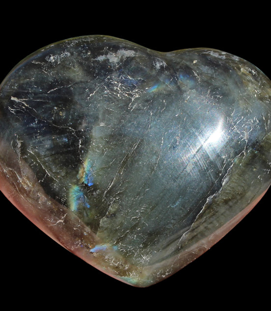 Labradorite heart 142g in sunlight - Rocks and Things Store