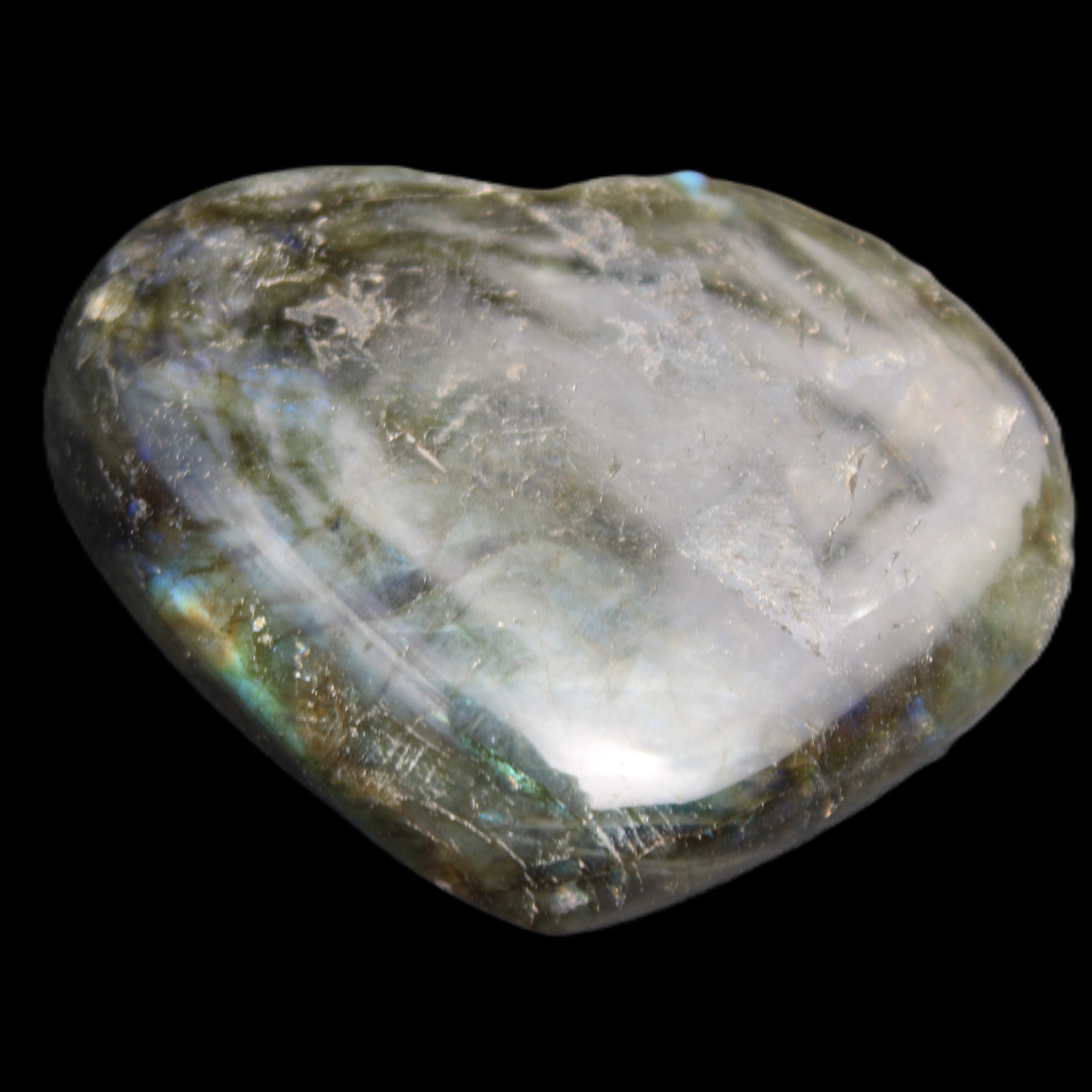 Labradorite heart 142g in sunlight - Rocks and Things Store
