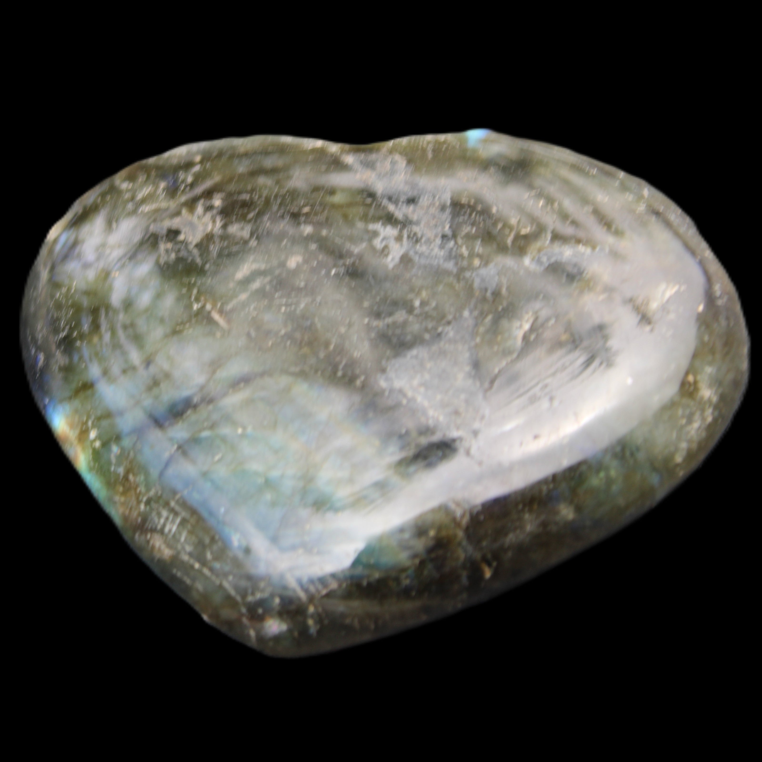 Labradorite heart 142g in sunlight - Rocks and Things Store