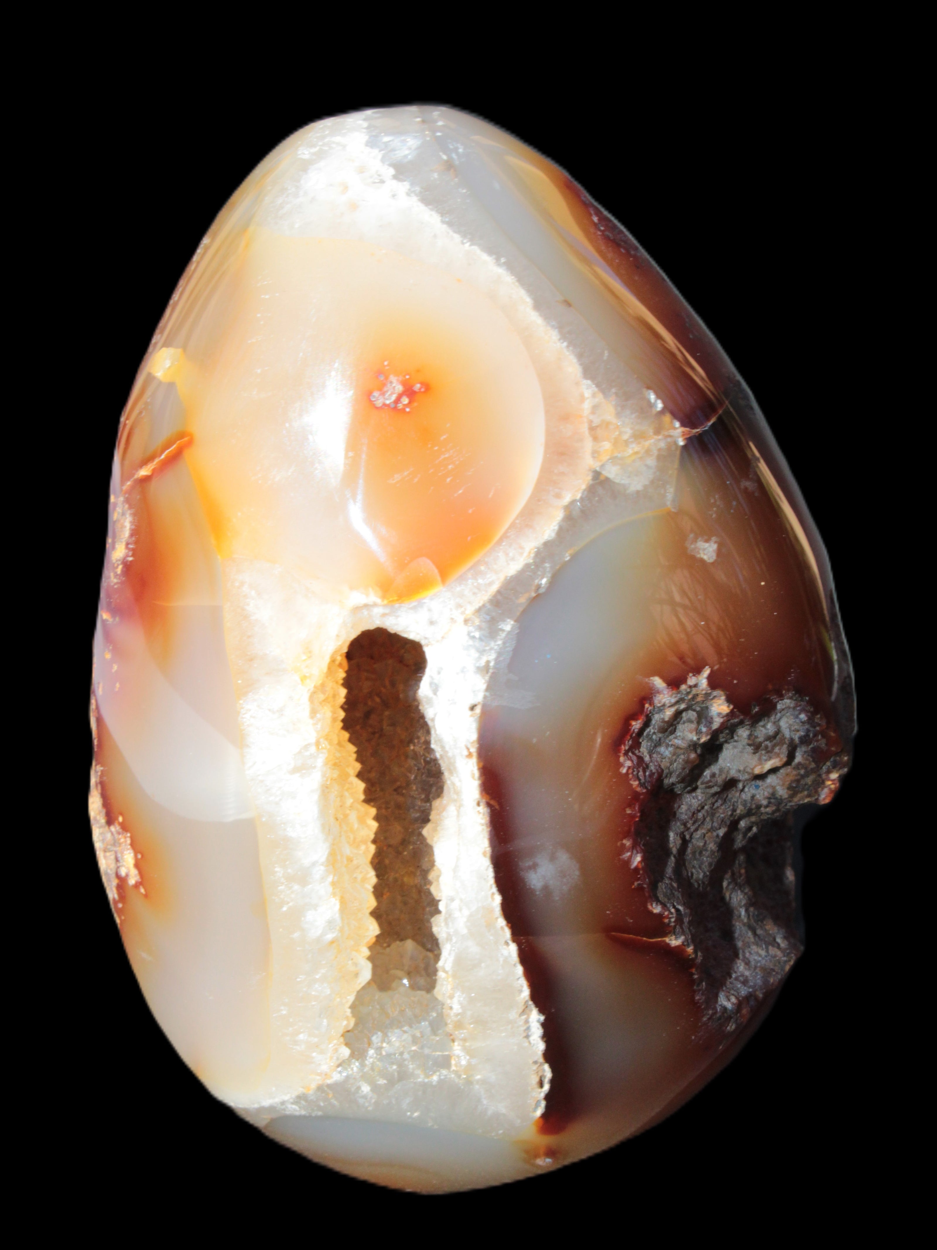 Chocolate Agate crystal cave geode 498g