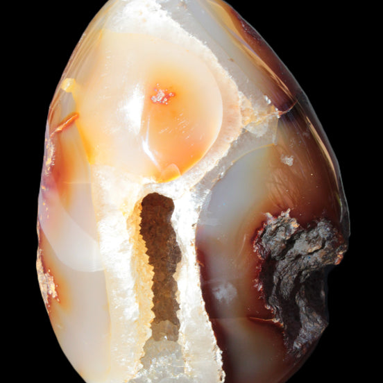 Chocolate Agate crystal cave geode 498g in sunlight - Rocks and Things Store