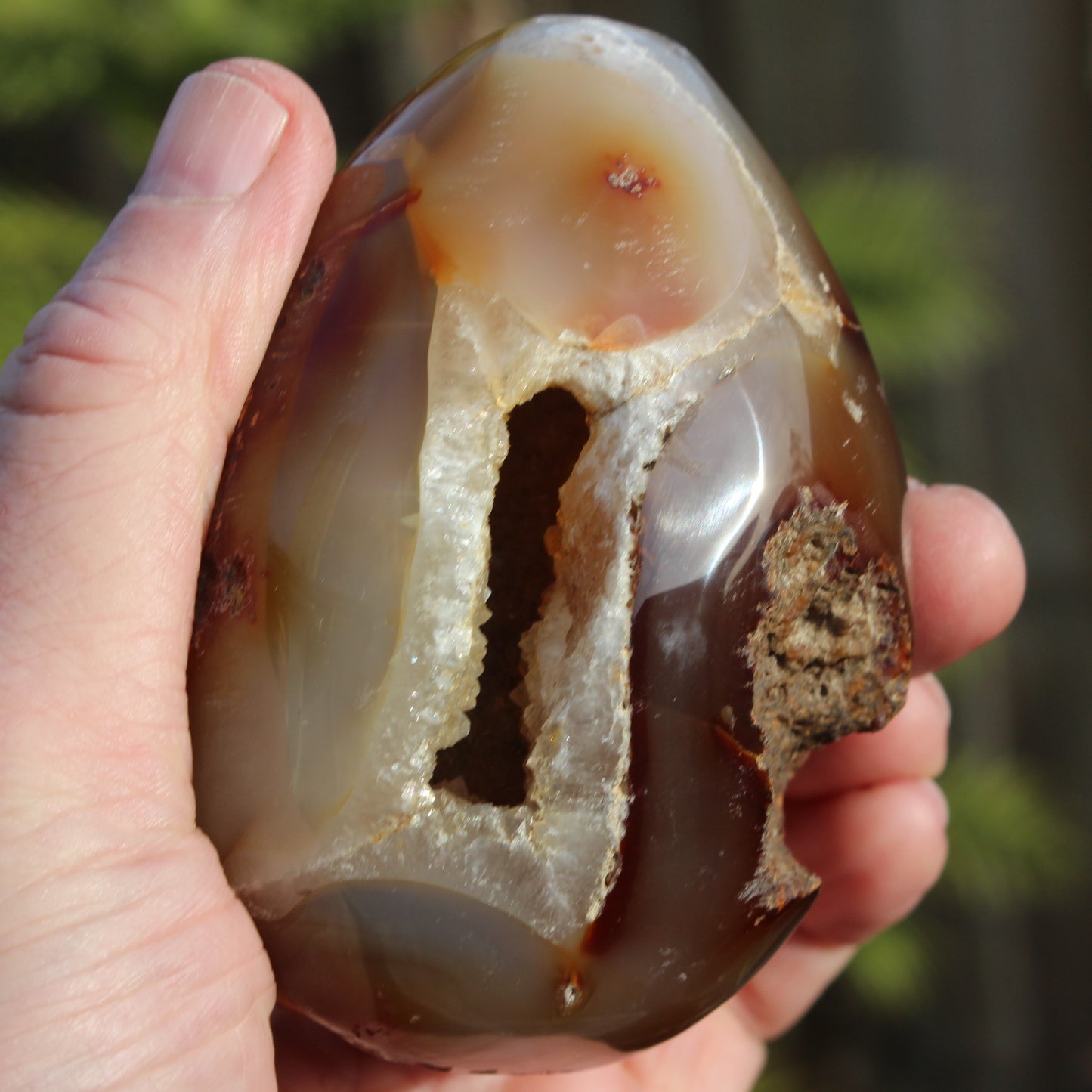 Chocolate Agate crystal cave geode 498g