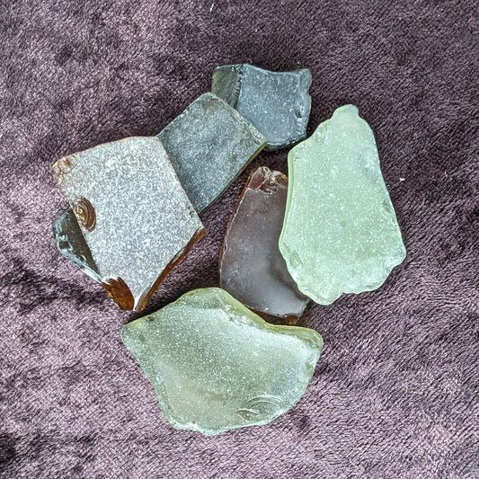 Green and Brown river Glass from Reedy Creek, Eldorado, Victoria