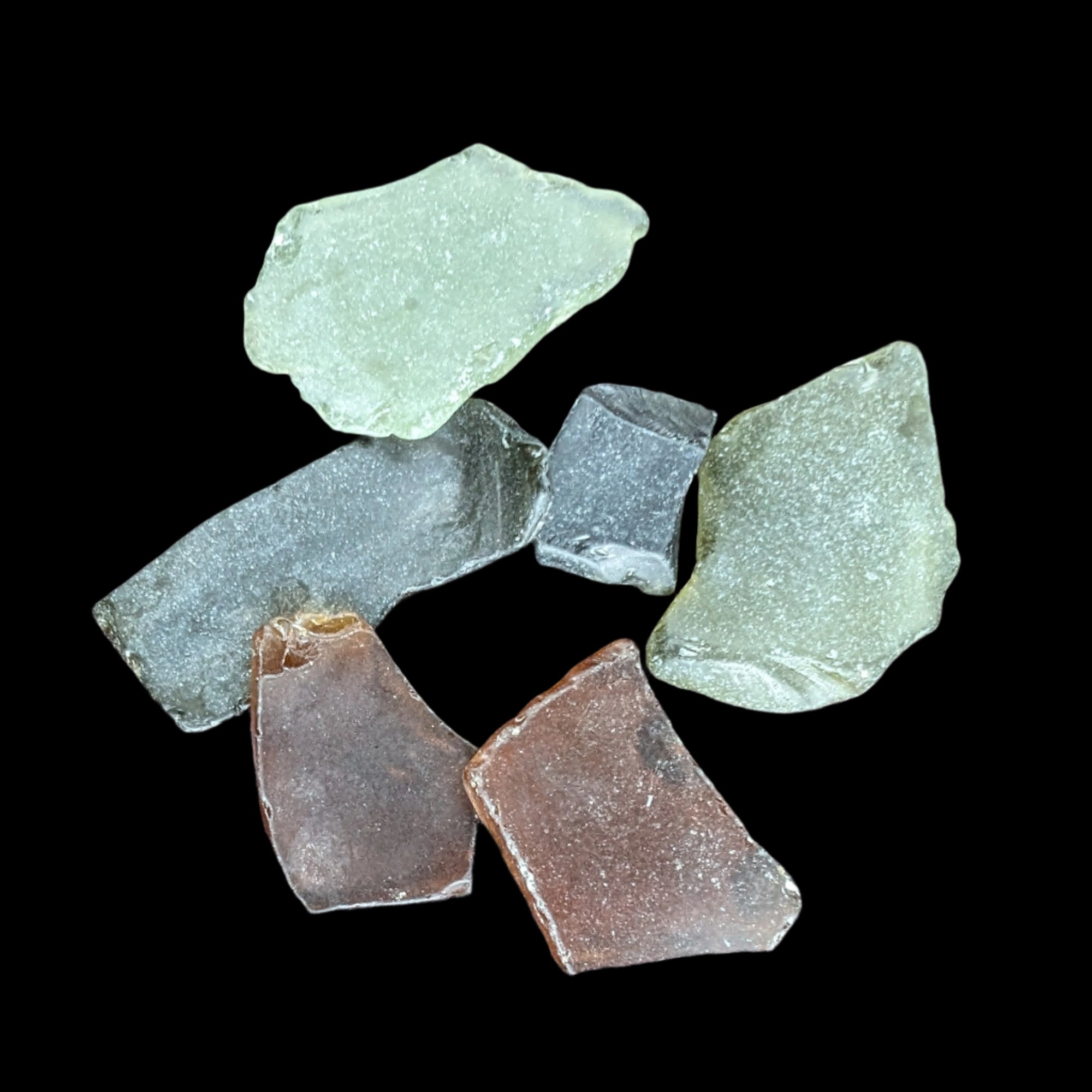 Green and Brown river Glass from Reedy Creek, Eldorado, Victoria - Rocks and Things Store