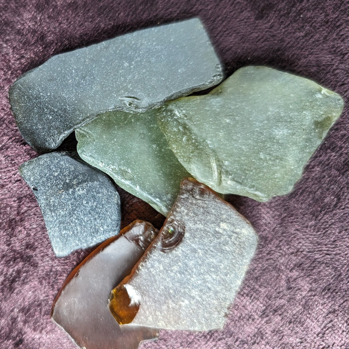 Green and Brown river Glass from Reedy Creek, Eldorado, Victoria Rocks and Things