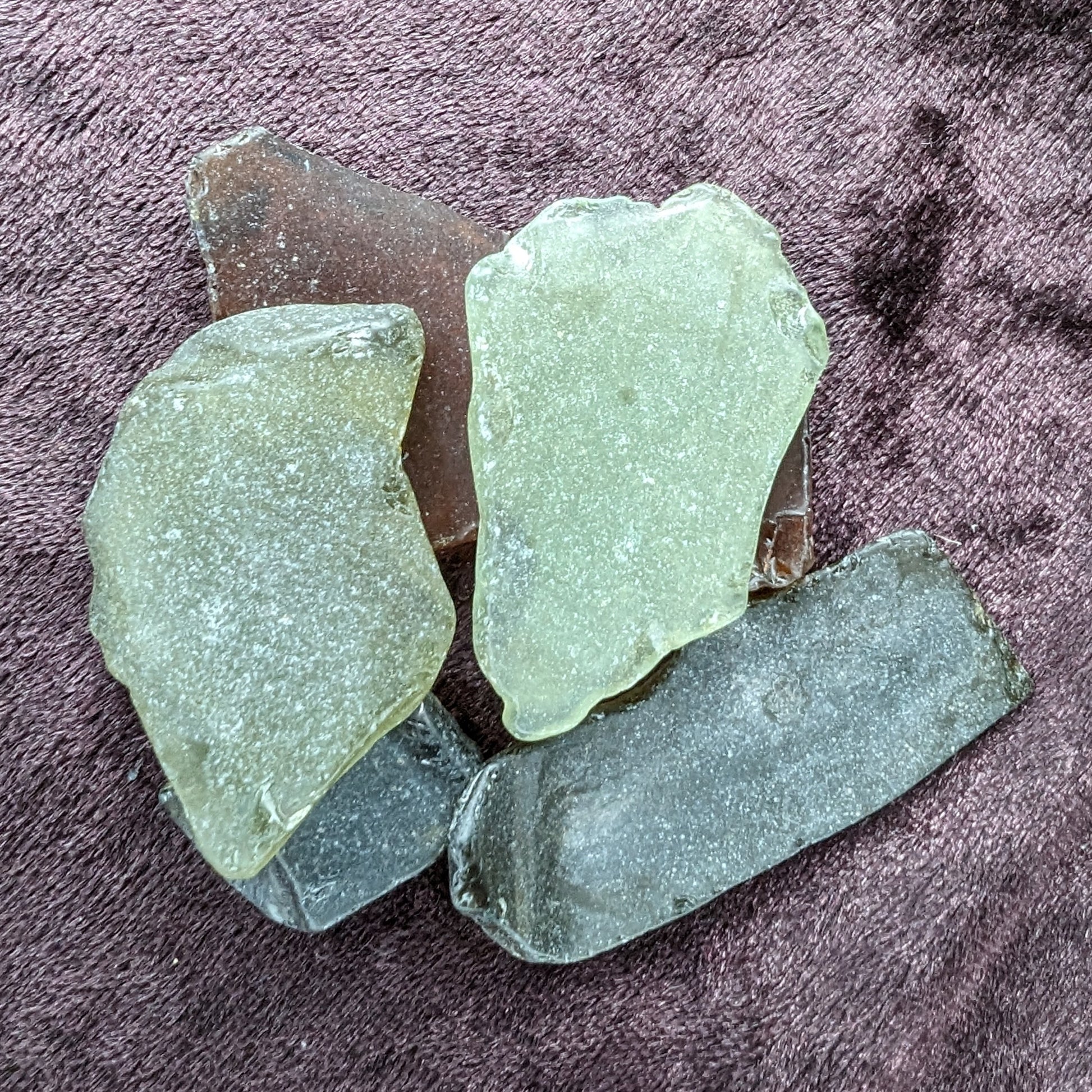 Green and Brown river Glass from Reedy Creek, Eldorado, Victoria Rocks and Things