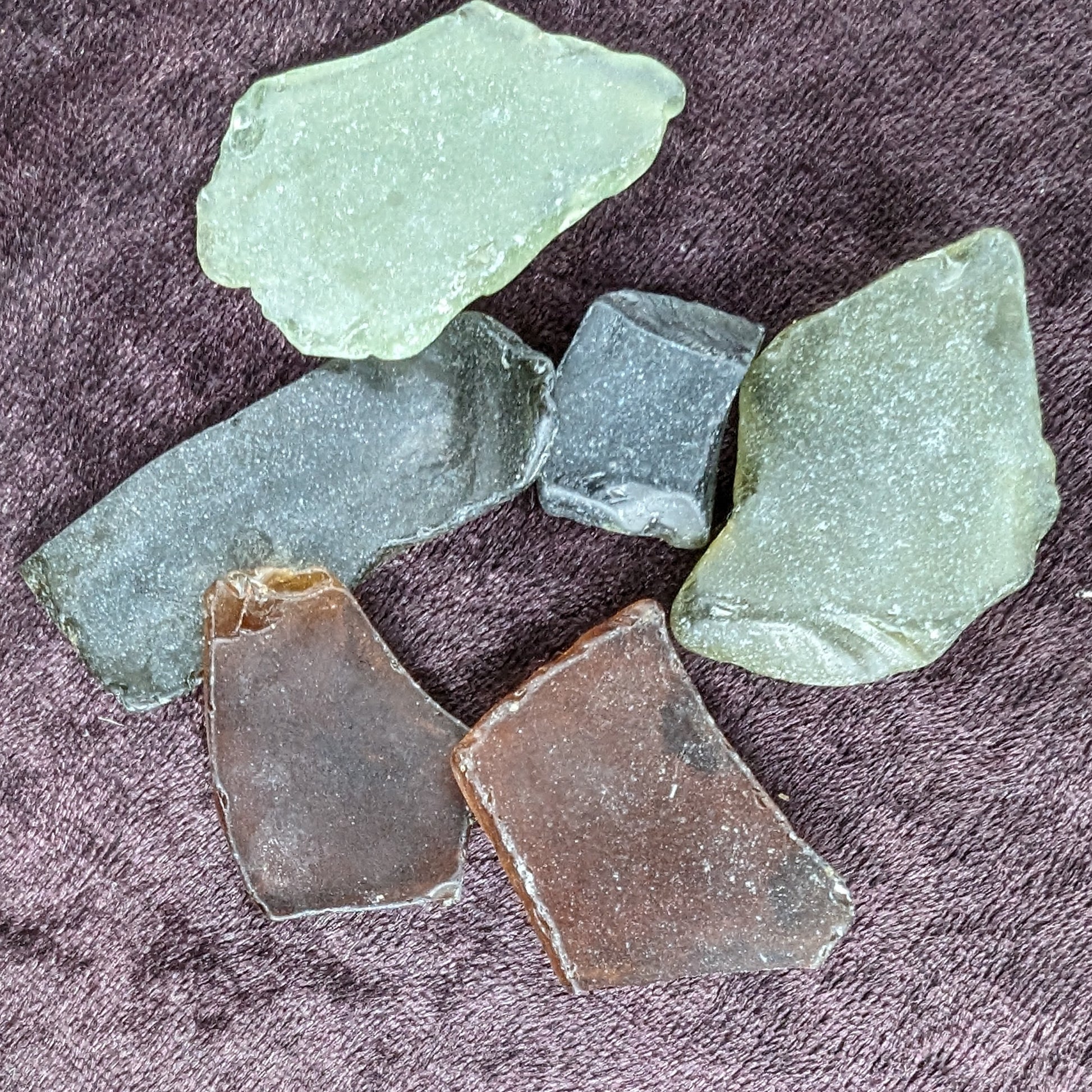 Green and Brown river Glass from Reedy Creek, Eldorado, Victoria Rocks and Things