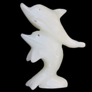 Afghan Jade hand-carved leaping Dolphin pair 42*42*110mm 267g in sunlight - Rocks and Things Store
