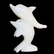 Afghan Jade hand-carved leaping Dolphin pair 42*42*110mm 267g in sunlight - Rocks and Things Store