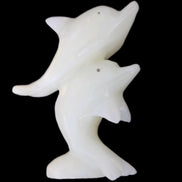 Afghan Jade hand-carved leaping Dolphin pair 42*42*110mm 267g in sunlight - Rocks and Things Store