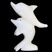 Afghan Jade hand-carved leaping Dolphin pair 42*42*110mm 267g in sunlight - Rocks and Things Store