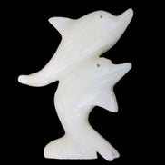 Afghan Jade hand-carved leaping Dolphin pair 42*42*110mm 267g in sunlight - Rocks and Things Store