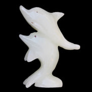 Afghan Jade hand-carved leaping Dolphin pair 42*42*110mm 267g in sunlight - Rocks and Things Store