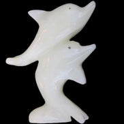 Afghan Jade hand-carved leaping Dolphin pair 42*42*110mm 267g in sunlight - Rocks and Things Store