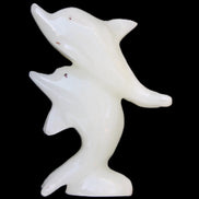 Afghan Jade hand-carved leaping Dolphin pair 42*42*110mm 267g in sunlight - Rocks and Things Store
