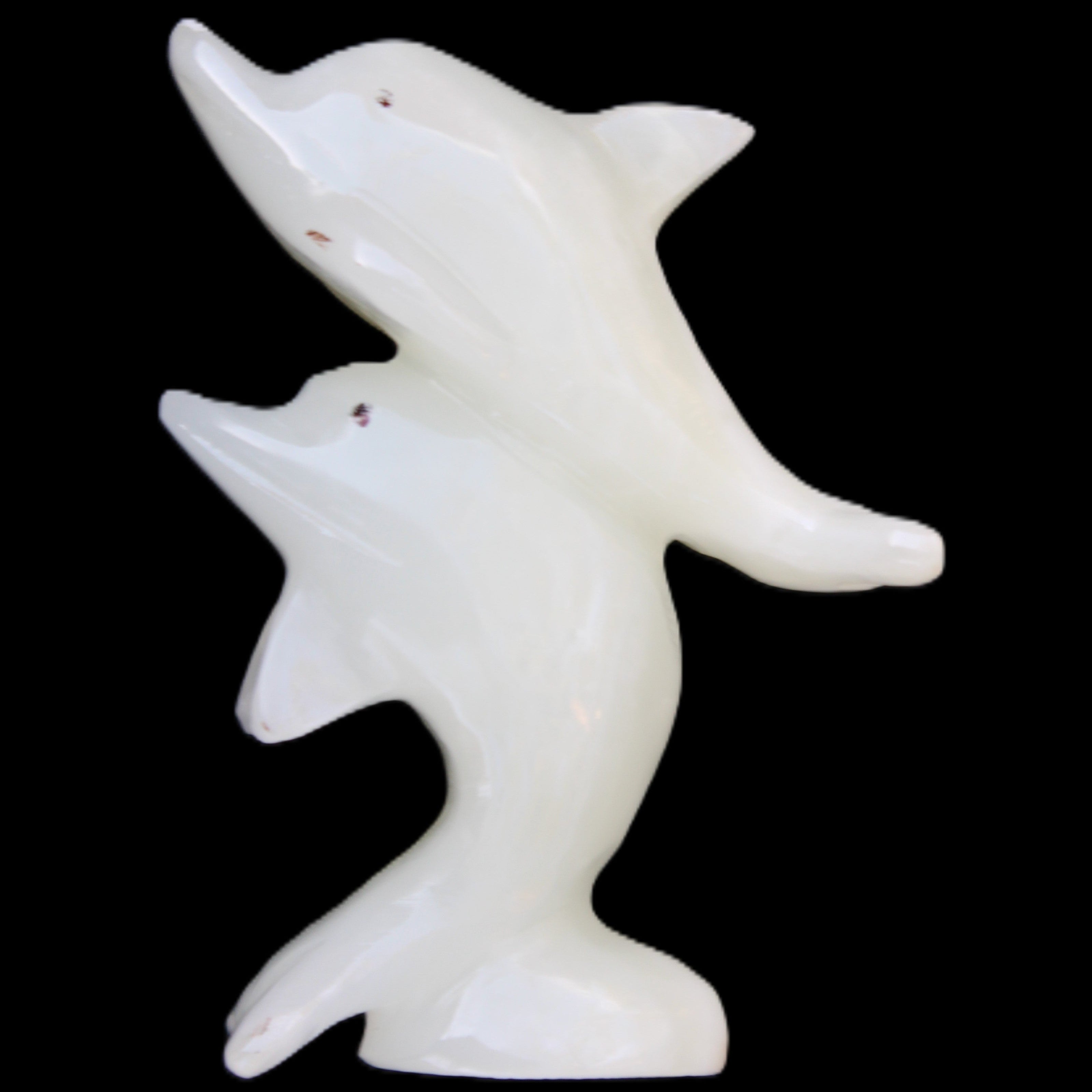 Afghan Jade hand-carved leaping Dolphin pair 42*42*110mm 267g in sunlight - Rocks and Things Store