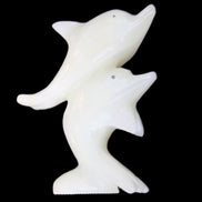 Afghan Jade hand-carved leaping Dolphin pair 42*42*110mm 267g in sunlight - Rocks and Things Store
