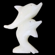 Afghan Jade hand-carved leaping Dolphin pair 42*42*110mm 267g in sunlight - Rocks and Things Store