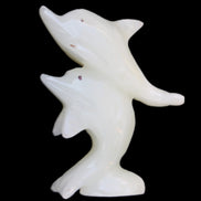 Afghan Jade hand-carved leaping Dolphin pair 42*42*110mm 267g in sunlight - Rocks and Things Store