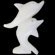 Afghan Jade hand-carved leaping Dolphin pair 42*42*110mm 267g in sunlight - Rocks and Things Store
