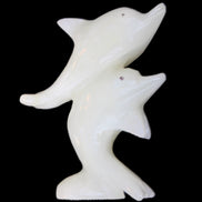 Afghan Jade hand-carved leaping Dolphin pair 42*42*110mm 267g in sunlight - Rocks and Things Store