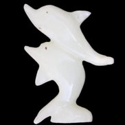 Afghan Jade hand-carved leaping Dolphin pair 42*42*110mm 267g in sunlight - Rocks and Things Store