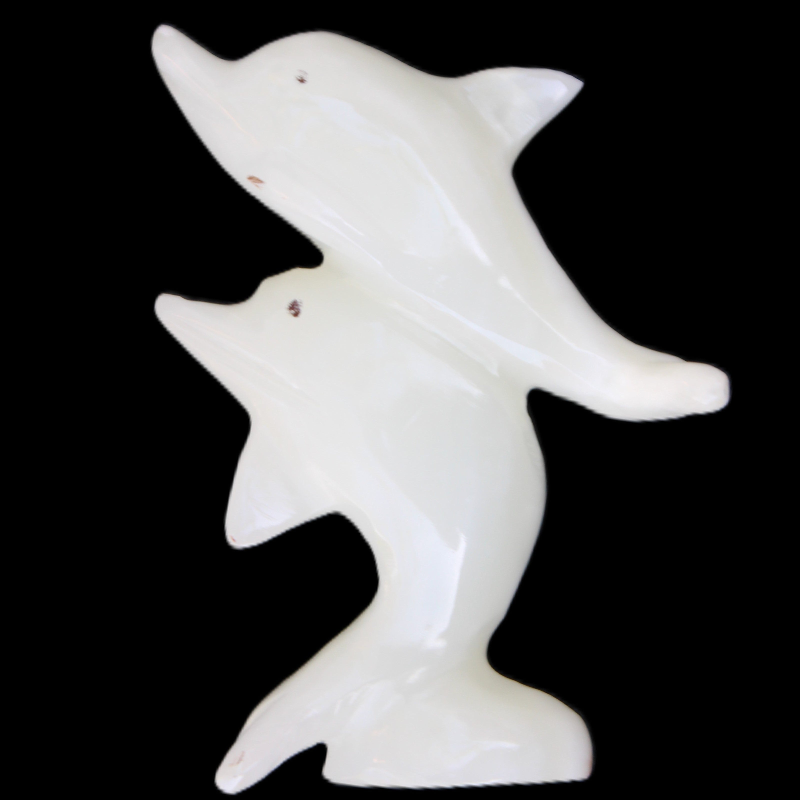 Afghan Jade hand-carved leaping Dolphin pair 42*42*110mm 267g in sunlight - Rocks and Things Store