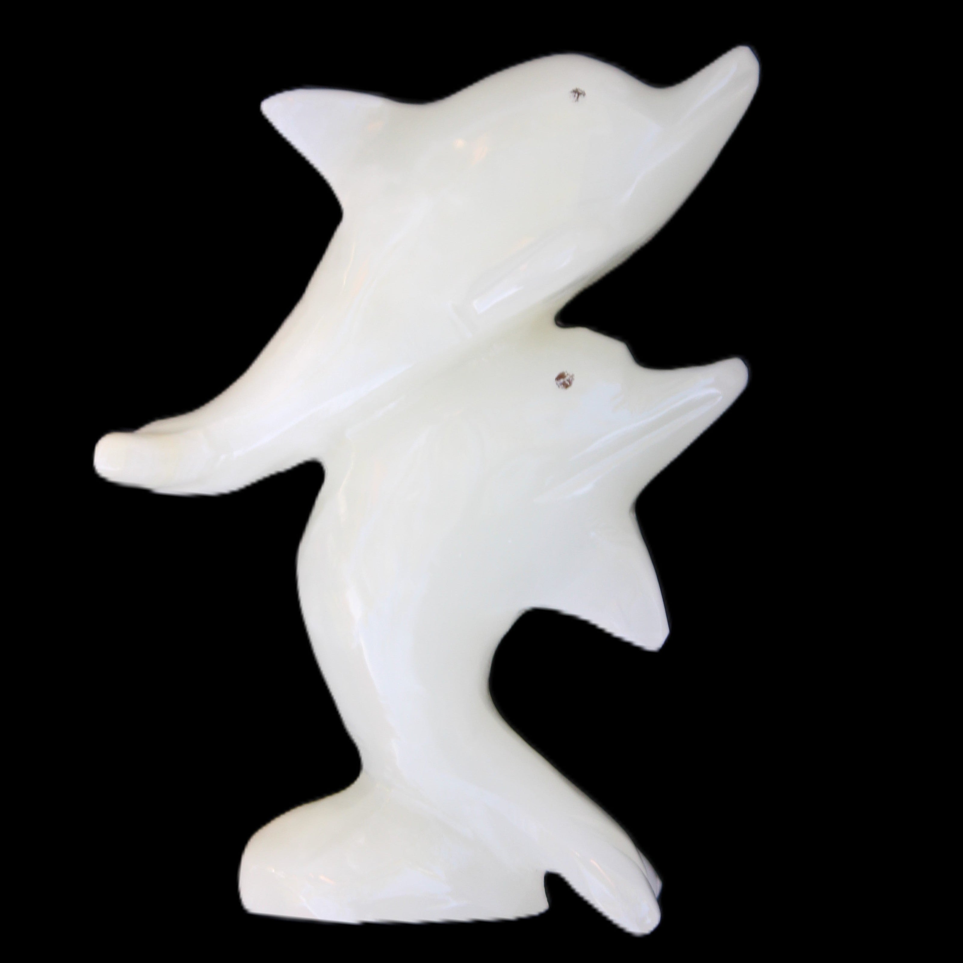 Afghan Jade hand-carved leaping Dolphin pair 42*42*110mm 267g in sunlight - Rocks and Things Store