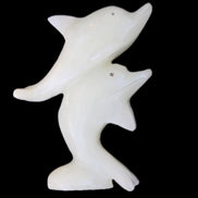 Afghan Jade hand-carved leaping Dolphin pair 42*42*110mm 267g in sunlight - Rocks and Things Store