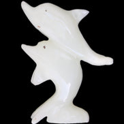 Afghan Jade hand-carved leaping Dolphin pair 42*42*110mm 267g in sunlight - Rocks and Things Store