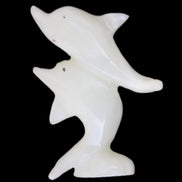 Afghan Jade hand-carved leaping Dolphin pair 42*42*110mm 267g in sunlight - Rocks and Things Store