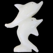 Afghan Jade hand-carved leaping Dolphin pair 42*42*110mm 267g in sunlight - Rocks and Things Store