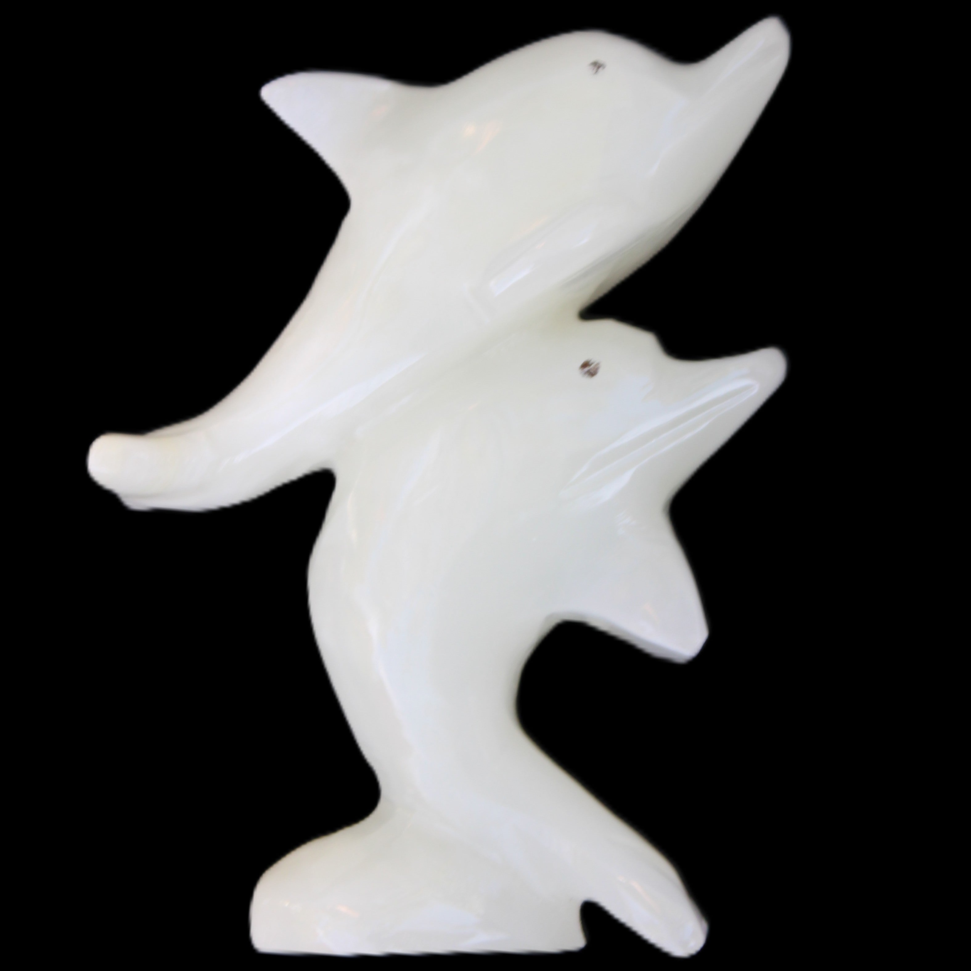 Afghan Jade hand-carved leaping Dolphin pair 42*42*110mm 267g in sunlight - Rocks and Things Store