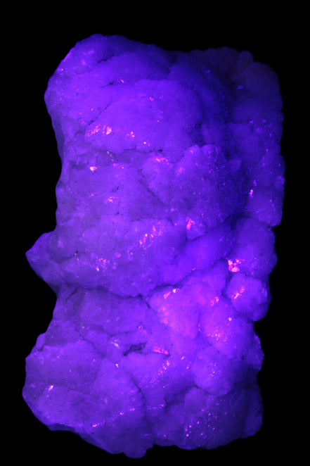 Calcite cluster 1345g in UV light - Rocks and Things Store