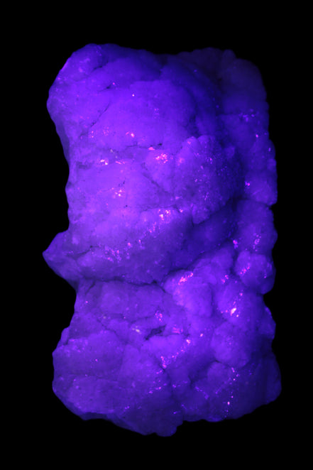 Calcite cluster 1345g in UV light - Rocks and Things Store