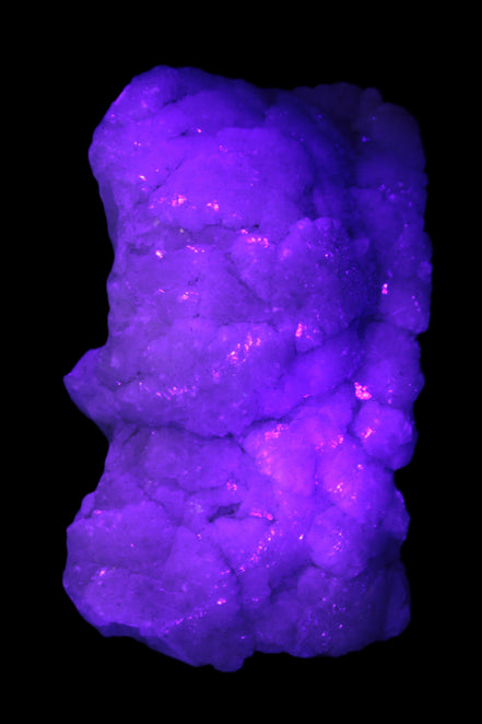 Calcite cluster 1345g in UV light - Rocks and Things Store