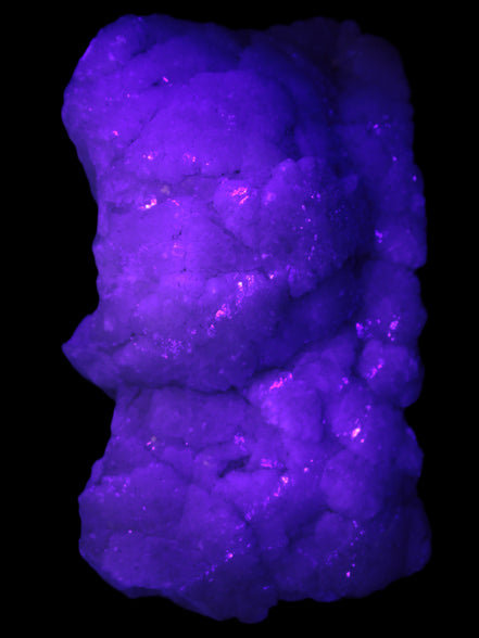 Calcite cluster 1345g in UV light - Rocks and Things Store