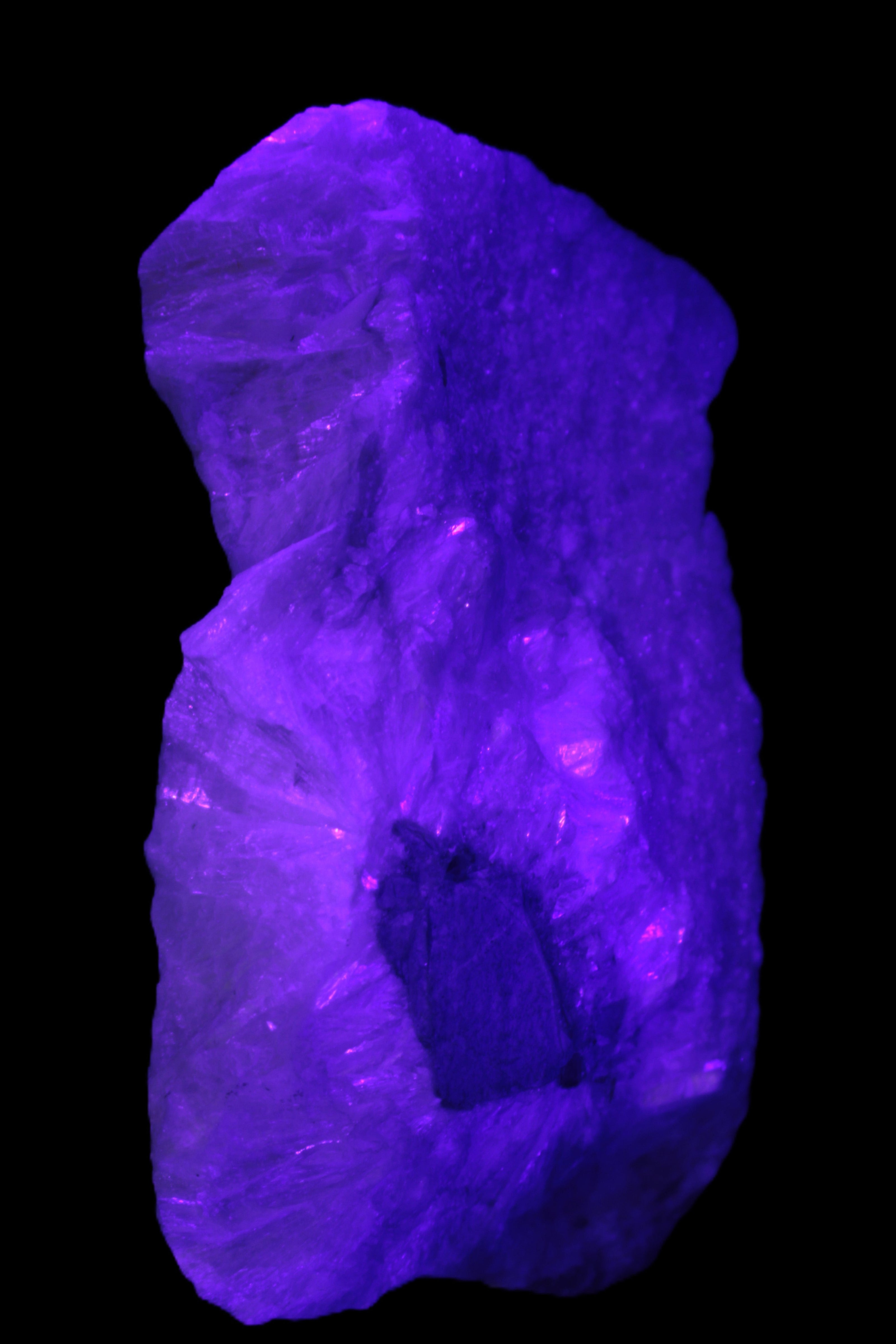 Calcite cluster 1345g in UV light - Rocks and Things Store