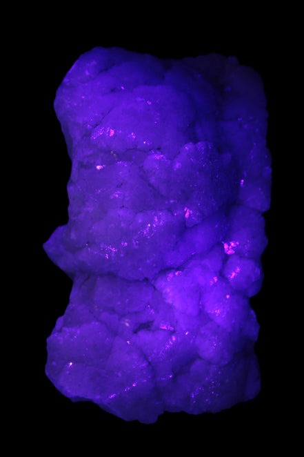 Calcite cluster 1345g in UV light - Rocks and Things Store
